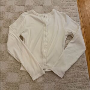 White Button-Up Long Sleeve Top